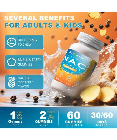 Liposomal NAC Gummies 600mg N-Acetyl Cysteine Supplement for Kids & Adults with Turmeric Ginger Black Pepper Immune Liver & Lung Support Antioxidant Sugar-Free Pineapple Flavor 60 Counts - Buy Online on GoSupps.com