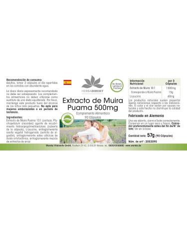 Muira Puama Extract Vegan 90 Capsules - Magnesium Stearate Free | HERBADIREKT by Warnke Vitalstoffe - Buy Online on GoSupps.com