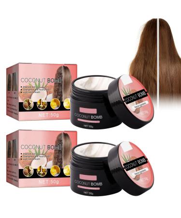 2PCS Masque Cheveux Naturel Coconut Hair Mask Masque Capillaire R parateur et Hydratant Masque Cheveux Nutritif Silky Deep Conditioner Silk Smooth Deep Conditioner
