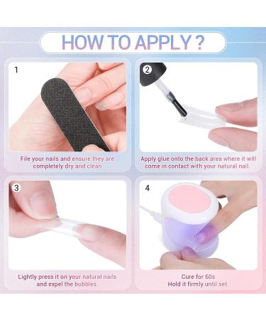 Cooserry Nail Tips and Glue Gel Kit with UV Light - 1000 Pcs C Curve Clear French Ballerina Fake Nails, 4-in-1 Nail Glue, Mini UV LED Lamp, DIY Nail Art Tools - Buy Online on GoSupps.com