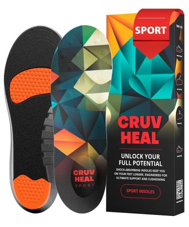 Sport Shock Absorbing Insoles - Athletic Shoe Cushioning Inserts for Men and Women - Ideal for Active Sports Running Training Hiking - Neutral Arch Good for Sneakers Shoes L Multicolor L(Men 8.5-13//Women 9.5-14)