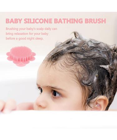 Silicone Body Scrubber Shampoo Massager Brush | Baby & Kids Hair Scalp Exfoliator | Pink - Buy Online on GoSupps.com