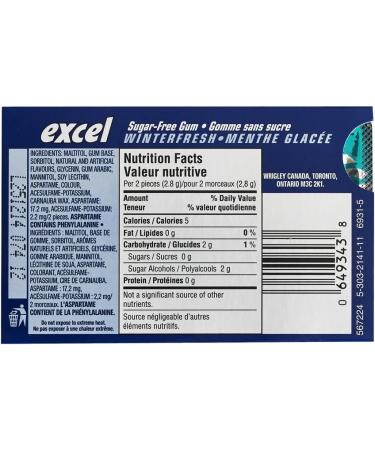 EXCEL Winterfresh Flavoured Sugar Free Chewing Gum 12 Pieces 12 Packs Winterfresh Gum - Buy Online on GoSupps.com