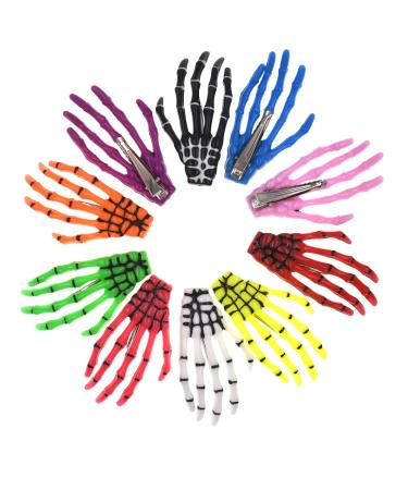 10 Pcs Mixed Color Skeleton Hands Hair Clips - Halloween Gothic Horror Accessory for Women & Girls - Buy Online on GoSupps.com
