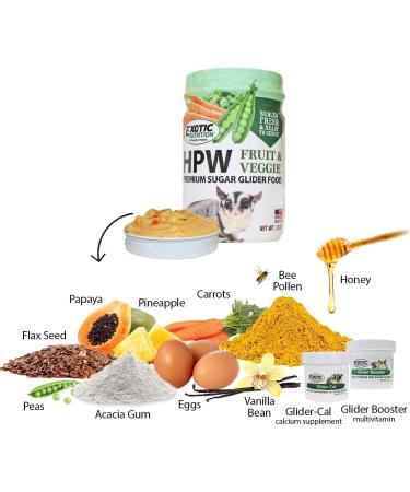 Sugar Glider HPW Diet Fruit & Veggie 12 oz. Jar - High Protein Healthy Natural No Mess Food for Sugar Gliders - High Protein Wombaroo Diet - Buy Online on GoSupps.com