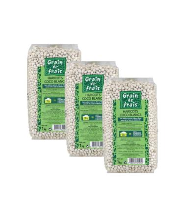 Grain de Frais Pack of 3 White Coconut Beans Fresh Grain 1 kg Pack