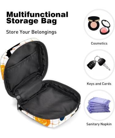 Halloween Pumpkin Plaid Sanitary Napkin Storage Bag - Large Capacity Menstrual Cup Pouch for Girls - Portable Makeup Organizer - Color 14 - Buy Online on GoSupps.com