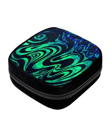 Period Bag Sanitary Napkin Storage Bag Pad Holder for Period Makeup Pouch Art Abstract Green Blue Color1172