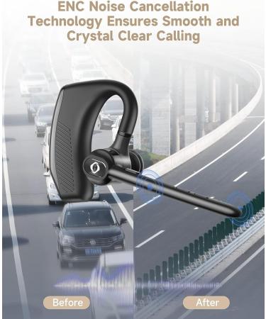 ZUKUMU Bluetooth Headset with Noise Canceling Dual Microphone | 180Hrs Playtime | Wireless Earpiece with Charging Case | Hands-Free Earphones | LED Display | Black - Buy Online on GoSupps.com