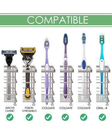 Premium Stainless Steel Toothbrush & Bathroom Accessories Set - 6 Seat Black Ventilated & Standing - Modern Kitchen Silver - Buy Online on GoSupps.com