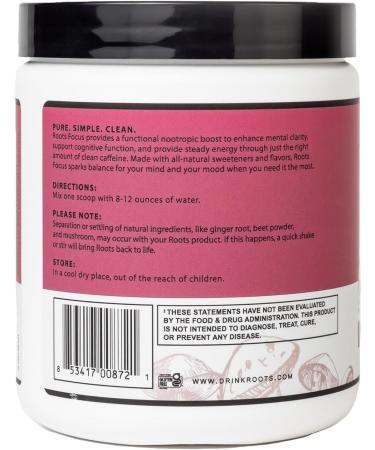 Roots Focus Nootropic Brain Supplement - Fruit Punch | Lion's Mane Cordyceps & Reishi Mushrooms + Extended-Release Caffeine - 50 Servings - Buy Online on GoSupps.com