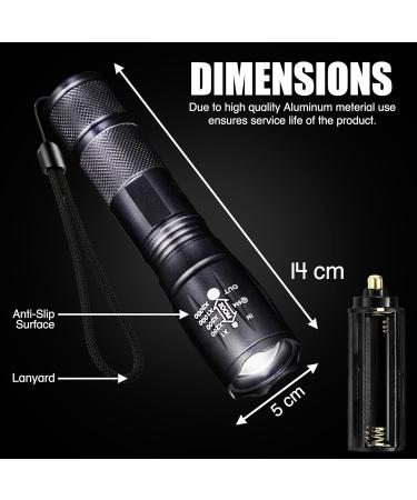 ZASHMART UV Torch 87MM L 9LED Torch 395 NM Black Flashlight Powerful UV Light Pets Urine Detector 26MM Dia Ultraviolet Light Cat Dog Bed Dry Urine Detector (Pack of 5) (2 Modes Zoom Torch) - Buy Online on GoSupps.com