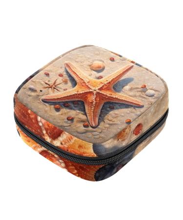 HomeDecorZone Starfish Period Bag Sanitary Napkin Storage Bag Portable Period Bags for Teen Girls Period Small Pouch Pad Bag for Feminine Products Multicoloured 16