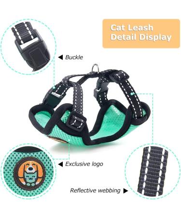AWOOF Escape Proof Kitten Harness and Leash Adjustable Cat Walking Jacket Soft Breathable Pet Vest Green (S) - Buy Online on GoSupps.com
