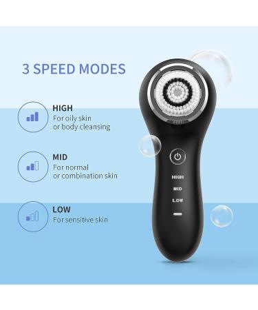COSBEAUTY Sonic Facial Cleansing Brush - 5 Brush Heads, IPX7 Waterproof, Rechargeable - Black - Buy Online on GoSupps.com