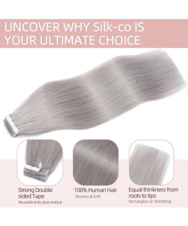 Silk Co Tape In Extensions - 55cm Gray Real Human Hair | 10pcs Skin Weft | 25g Extreme Tape Glue - Buy Online on GoSupps.com