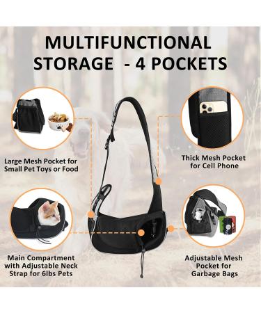 Gloppie Pet Carrier - Small Dog/Cat Hand-Free Sling with Adjustable Strap | Breathable Shoulder Bag with Safety Belt & Multiple Pockets - Grey S - Buy Online on GoSupps.com