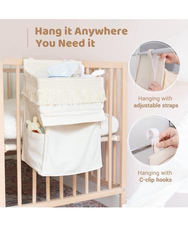 Macrame Diaper Organizer Caddy for Crib Changing Table - Nursery Baby Essentials Bag - Boho Decor Diaper Stacker Holder - Newborn Gift (Ivory) - Buy Online on GoSupps.com