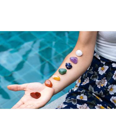 Chakra Stones Premium Kit in Wooden Box - Healing Crystals Set with Rose Quartz and Amethyst Cluster - Includes Chakra Pendulum, Quartz Points, and 82 Page EBook - Gift Ready Healing Collection - Buy Online on GoSupps.com
