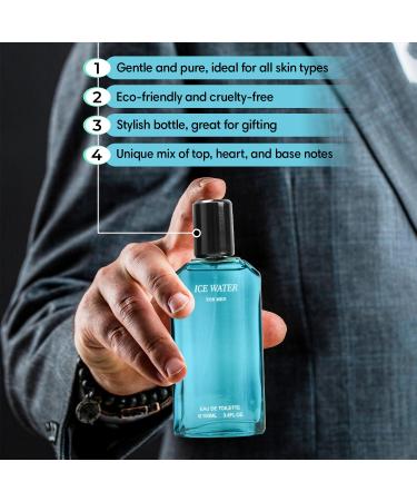 Ice Water Cologne for Men 3.4oz/100ml Eau de Toilette Natural Spray - Buy Online on GoSupps.com
