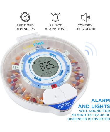 LiveFine Smart WiFi Pill Dispenser | 28-Day Medication Organizer with Locking Key & Adjustable Alarms - Buy Online on GoSupps.com