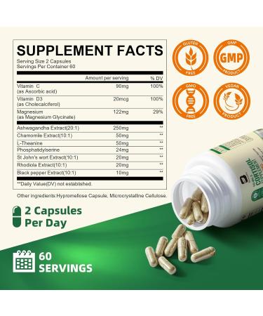 Cortisol Supplements for Women Men 10-in-1 Cortisol Detox with Ashwagandha Magnesium L-Theanine Balanced Cortisol Levels Night & Calm Support 120 Vegan Capsules 120 Count (Pack of 1) - Buy Online on GoSupps.com