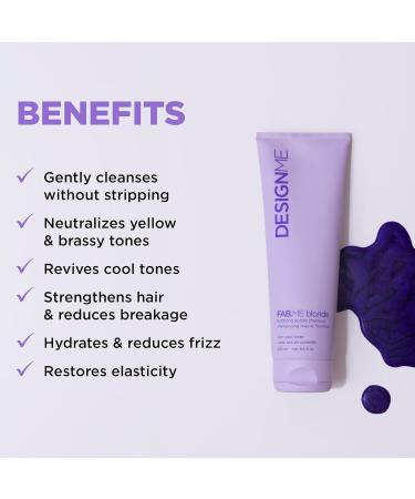 Buy FAB.ME Blonde Fortifying Purple Shampoo by DESIGNME | Toning Formula to Neutralize Brass & Yellow | Enriched with Hyaluronic Acid | Ideal for Blonde Hair - Buy Online on GoSupps.com
