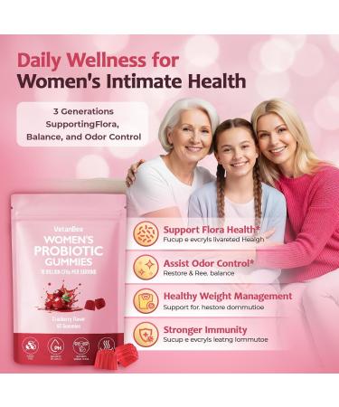VetanBee Daily Wellness Probiotic Gummies for Women with Cranberry Extract Vegan Formula 60 Count - Buy Online on GoSupps.com