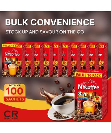 NY COFFEE 3 IN 1 BOX (10 x 10 SACHETS) - Coffee Sachets Bulk | 3 in 1 Coffee Sachets Bulk Coffee | Individual Coffee Sachets Individually Wrapped | Instant Coffee Sachet | Mokate Coffee Sachets 3 in 1 100.00 g (Pack of 1) - Buy Online on GoSupps.com