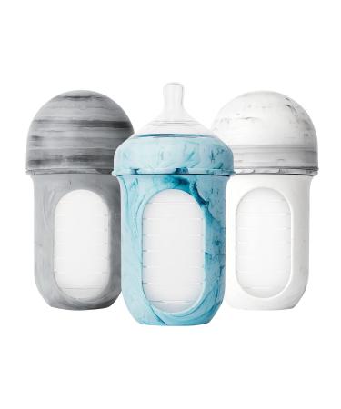 Boon NURSH Reusable Silicone Baby Bottles with Collapsible Silicone Pouch Design Everyday Baby Essentials 3 Count Stage 2 Medium Flow 8 Oz Tie Dye Stage 2 Medium Flow 8 Oz Tie dye