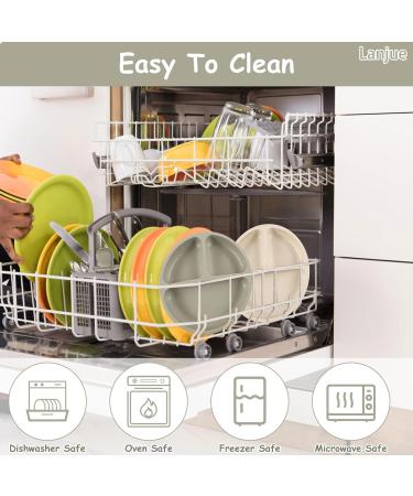 Lanjue 2 Pcs Silicone Baby Suction Plates | Non-Slip Divided Dishes for Toddler Self Feeding | Includes 2 Spoons | Fits Most Highchairs Trays - Buy Online on GoSupps.com