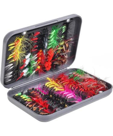 Ancllo Fly Fishing Kit - 100 Waterproof Dry & Wet Flies with Box for Trout Fishing - Buy Online on GoSupps.com