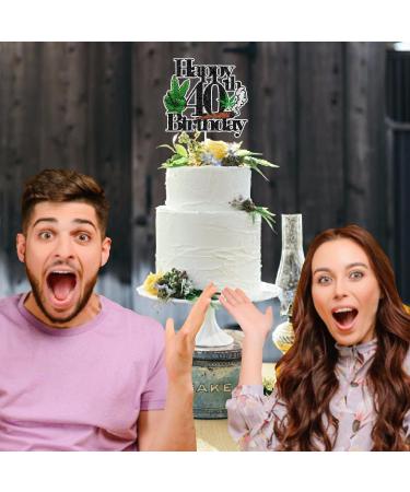 Weed Themed 40th Happy Birthday Cake Topper - Weed Themed Birthday Party 420 Themed Party Dope Decoration Unisex - LIANGSS - Buy Online on GoSupps.com