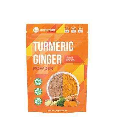 360 Nutrition Turmeric Ginger Root Powder, Caffeine Free, Vegan and Keto-Friendly, Joint Support. Gut Health, & Digestion 3.3 oz, 31 Servings