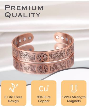 Buy Jeracol Copper Magnet Bangle for Men & Women - Adjustable Size 6 Strong Magnets Gift Box Included - 3Tree - Buy Online on GoSupps.com
