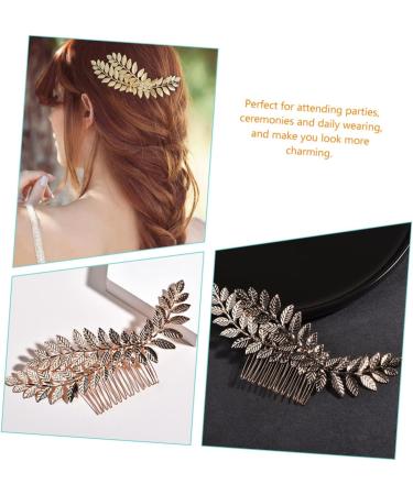 Beaupretty Wedding Hair Accessories comb hair bridal gold trim bridal headpiece gold decor gold headpiece leaves decor leaf decor women headdress Zinc alloy wedding Gold Hair Accessories - Buy Online on GoSupps.com