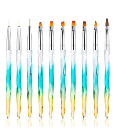10pcs Nail Art Brushes Set - Carved Crystal Pens for Precision Nail Design - Assorted Brush Pens for DIY Nail Art - Buy Online on GoSupps.com