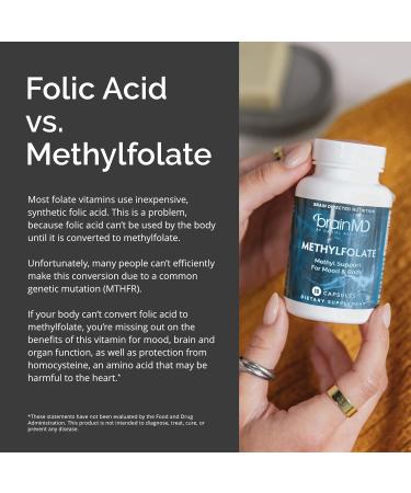 BRAINMD Dr Amen Methylfolate - 30 Capsules - Potent Mood Support - Gluten Free - 30 Servings 30 Count (Pack of 1) - Buy Online on GoSupps.com