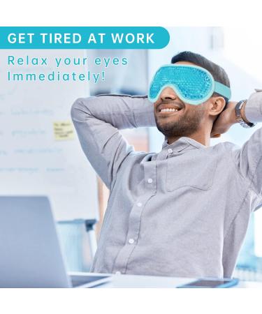 Reusable Gel Eye Mask for Puffy Eyes & Stress Relief - Hot Cold Beads - Blue - Buy Online on GoSupps.com