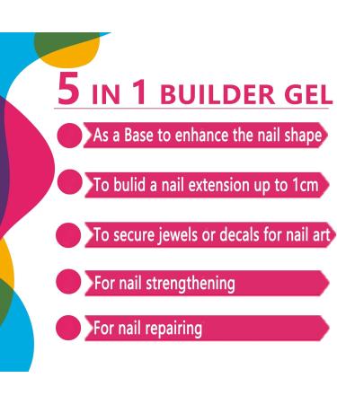 ASENTER 5 in 1 Clear Builder Gels 15ML Nails Extension Gel Base Gel Nail Strengthener Hard Gel UV/LED Vernis Gel Nail Polish Gel for Broken Nails Repair Nail Art Decoration Decals & Jewels - Buy Online on GoSupps.com
