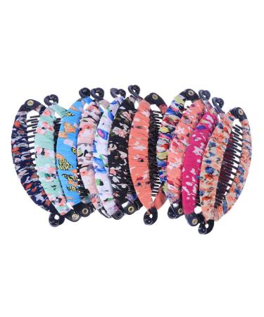 Lurrose 6pcs Fashionable Banana Hair Clip Cloth Art Floral Fish Shape Ponytail Holder Strong Tension Hair Claw Size M