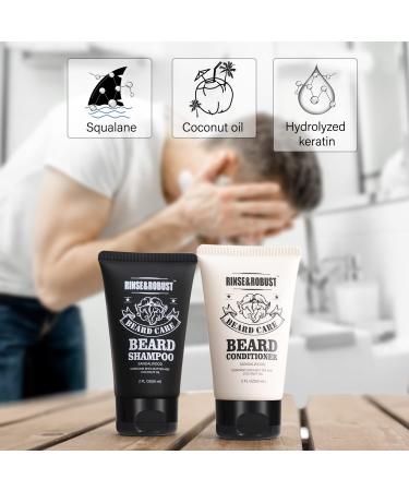Beard Grooming Kit - 8Pcs Travel Set for Men with Beard Wash, Conditioner, Oil, Balm, Brush, Scissors | Holiday Gift Set - Buy Online on GoSupps.com