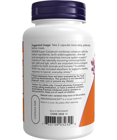 Now Foods Super Colostrum 500mg - 90 Veg Capsules for Immune Support - Buy Online on GoSupps.com