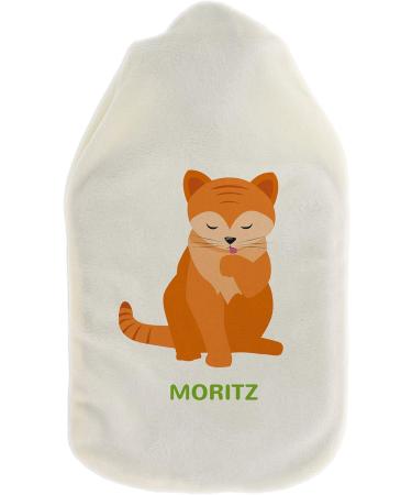 Personalized Hot Water Bottle with Cozy Cover - Custom Text Ideal Gift for Kids & Adults (800 ml | Cat Design) - Buy Online on GoSupps.com