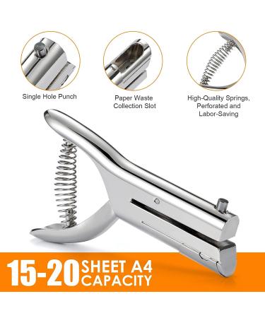 Hole Punch 2 Reach 1/4 inch Heavy Duty Single Paper Punch - Portable Hand Held Long Hole Punch for Paper, Cards, Plastic, Cardboard - Silver (1/4-6mm Hole) - Buy Online on GoSupps.com