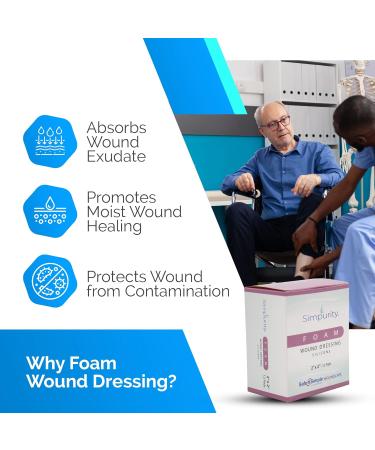 Safe n Simple Medical Foam Dressing 12 Pack Highly Absorbent Non-Adherent 2x2 Wound Care Pads for Optimal Healing - Buy Online on GoSupps.com