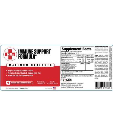 Immune Support Formula with L Lysine, Zinc, Vitamin C & Oregano Oil - 120 Capsules - Buy Online on GoSupps.com