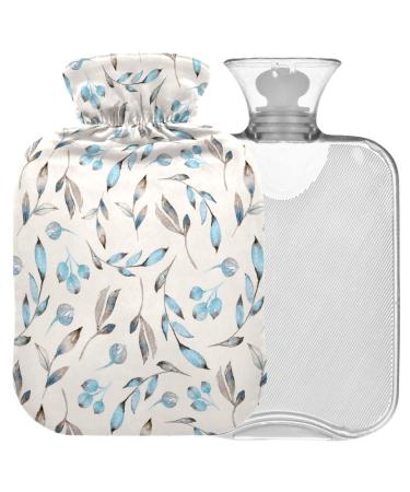 NAANLE heat bottle with watercolor flower branches with reference transparent hot water bottle 1 l hot water bottle for bed hand feet warmer pain relief heat and cold therapy