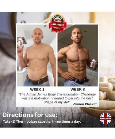 Adrian James Nutrition Thermoblaze Fat Burners 90 Capsules - Premium Grade UK Made Weight Loss Diet Pills for Men & Women - Natural Appetite Suppressants - Buy Online on GoSupps.com