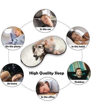 Watercolor Dachshund Sleeping Mask - Soft Pink Eye Mask with Flowers | Adjustable Light-Blocking Eye Cover for Women & Men - Buy Online on GoSupps.com